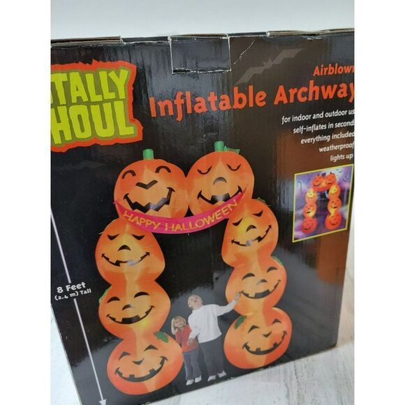 Gemmy inflatable pumpkin 8 ft archway Halloween totally Google lawn decor - Picture 4 of 4